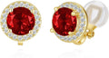 YOQUCOL 8MM Cubic Zirconia Crystal Clip On Stud Earrings Round Non Pierced Earrings for Women