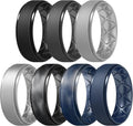 Egnaro Men's Rings 8.5mm Wide-2mm Thick Inner Arc Ergonomic Breathable Rubber Wedding bands-Hypoallergenic for Gym/Outdoor/Gift((1-7 Variety Pack with Half Size)