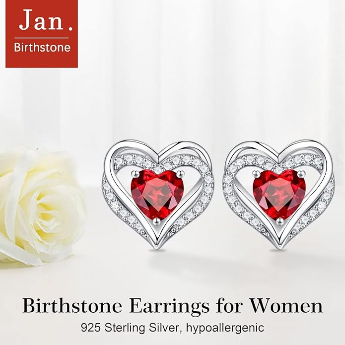 Iefil Valentine Day Gifts for Her - 925 Sterling Silver Heart Stud Earrings Birthday Gifts for Women