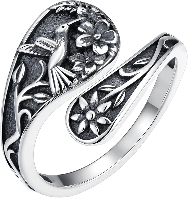 Vintage Adjustable Thumb Rings 925 Sterling Silver Sunflower/Red Cardinal/Butterfly/Turtle/Skull Ring Jewelrry for Women Men