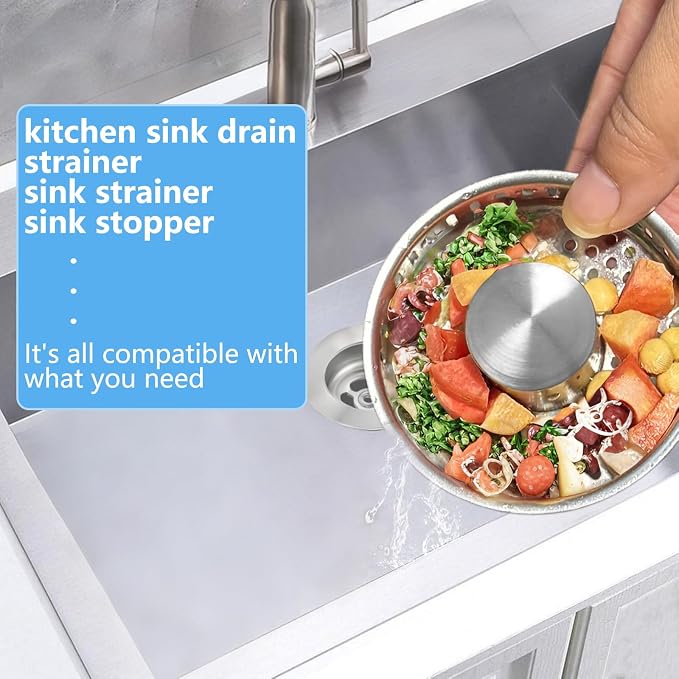 Sink Drain Strainer 3 in 1, 304 Stainless Steel Pop Up Kitchen Sink Stopper - Image 6