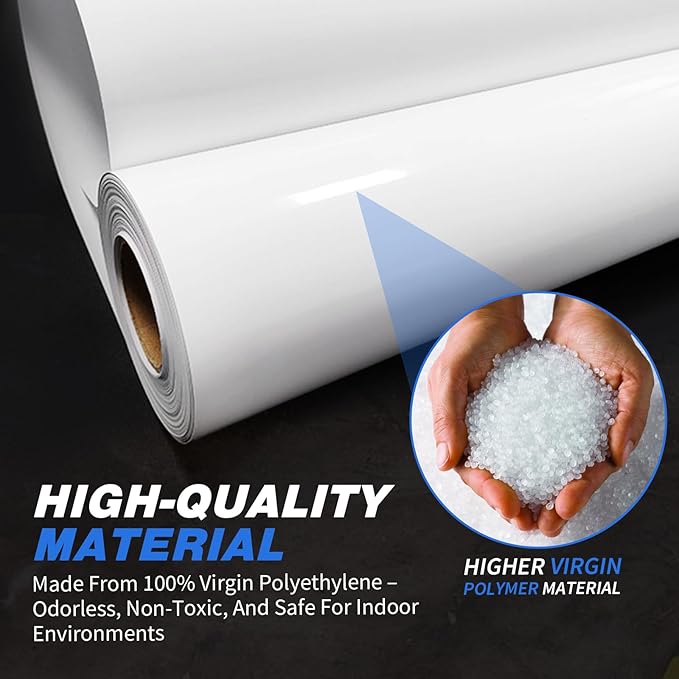 White Plastic Sheeting, 20 Mil 10' x 100', Crawl Space Vapor Barrier, Plastic - Image 4