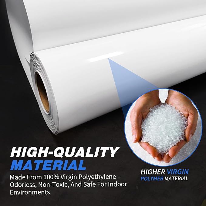 White Plastic Sheeting, 20 Mil 10' x 120', Crawl Space Vapor Barrier, Plastic - Image 4