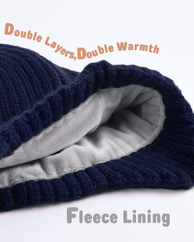 Baby Beanie Fleece Lined Toddler Winter Hat with Ear Flaps Little Girls Boys Warm Hats Cute Beanies for Kids