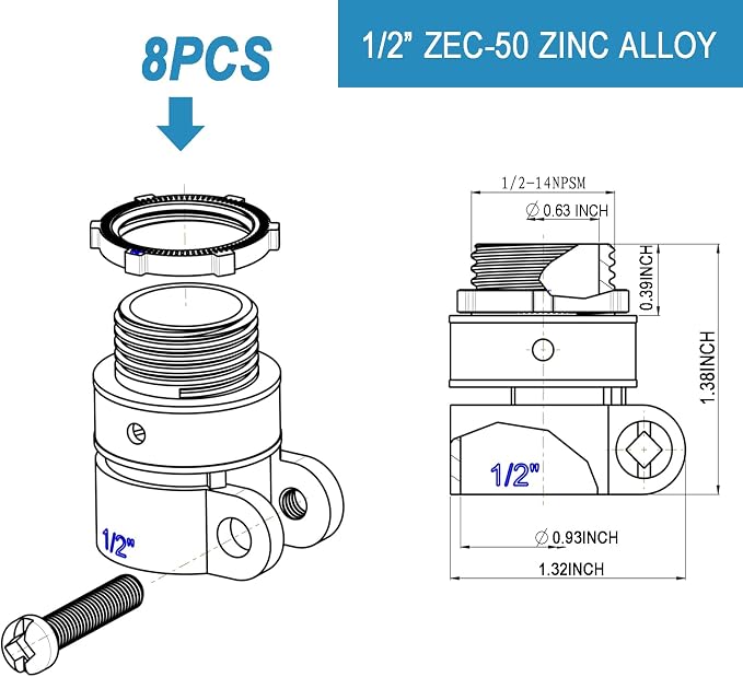 eflyefly 1/2 Flexible Metal Electrical Conduit Part Kit | - Image 5