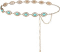 FIORETTO Metal Waist Chain Link Belt for Women Western Cowgirl Boho Turquoise Belts for Dress Jeans Country Concert Outfit