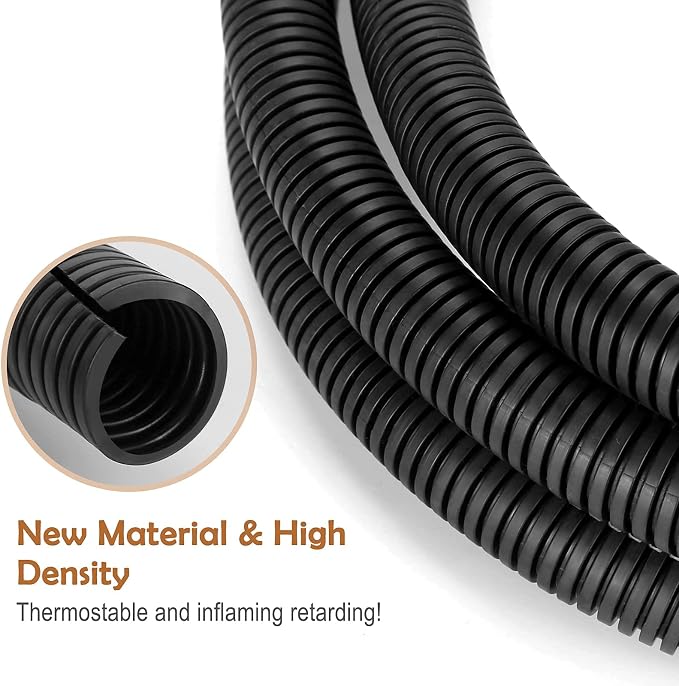 20FT 1/2 inch Wire Loom Split Tubing Auto Wire Conduit Flexible Cover Black | - Image 4