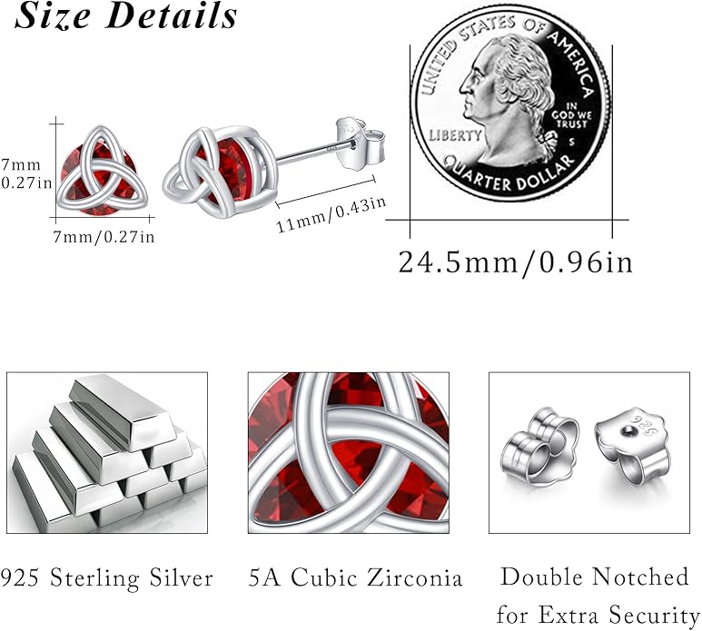 MEDWISE 925 Sterling Silver Birthstone Stud Earrings for Women Birthday Jewelry Gifts for Daughter Mother Women Valentines Day Gifts for Her
