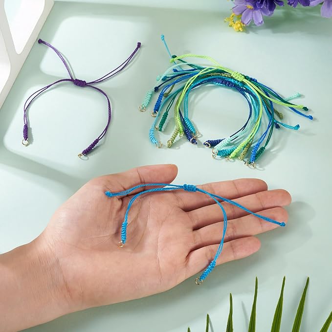 30Pcs Braided Adjustable Cord for Bracelet,Waxed Polyester Cord,Semi Finished Friendship Bracelet String,Adjustable Bracelet Knot Rope Handmade Braid String for Jewelry Making DIY Craft