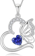 Butterfly Necklace for Women 925 Sterling Silver Heart Pendant Birthstones Jewelry Gift