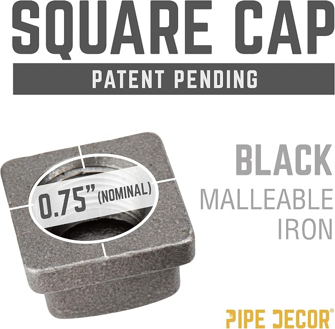 PIPE DECOR Square Cap Fitting, 3/4 Inch, Shelving and Standard 3/4 Inch - Image 4