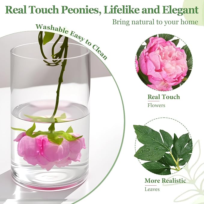 3PCS 22in Peonies Artificial Flowers, Real Touch Latex Fake Peonies | Lifelike - Image 5