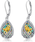 Animal Earrings 925 Sterling Silver Abalone Shell Dangle Drop Earrings Leverback Earrings Cute Animal Jewelry Gifts for Women Girlfriend