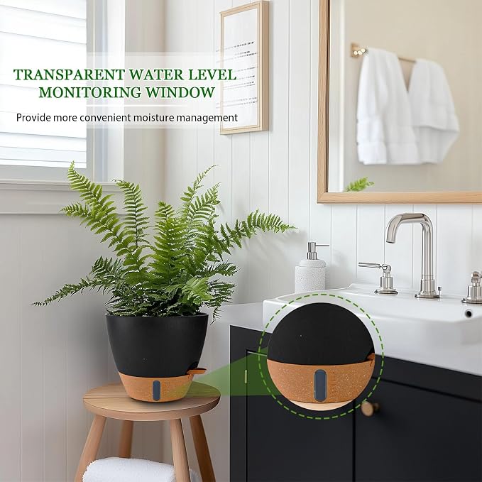 2 Pack 10 inch Plant Pots, Plastic Self Watering Planters | Drainage Holes - Image 5