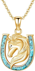 Western Cowboy Necklace 925 Sterling Silver Horseshoe Pendant Western Jewelry Cowgirl Gifts for Women Girlfriend Cowboy Cowgirl