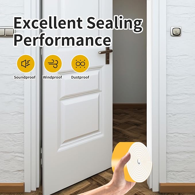 Foam Tape, Weather Stripping, High Density CR, Soundproof, 3 in x 1/4 in x 10Ft - Image 5