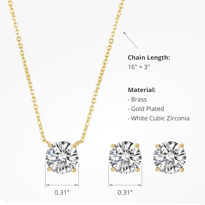 COBI Jewelry Set for Women, 18K Gold & Rhodium Plated CZ Necklace & Earrings, Clover Halo Infinity Solitaire Feather Designs, Dainty Crystal Pendant Sets, Trendy Fashion Gifts for Her