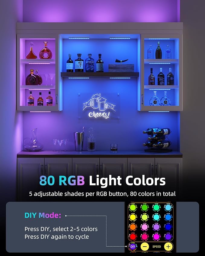EZVALO 80RGB Under Cabinet Lighting, Shelf Lights, Led Light Bar | Rechargeable - Image 2