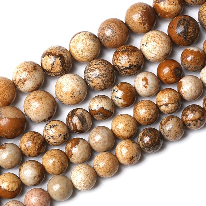4mm 90pcs Natural Picture Jaspers Stone Beads Round Smooth Gemstones Loose Spacer Beads for Jewelry Making DIY Necklaces Bracelets 15"(Picture Jasper Stone, 4mm)