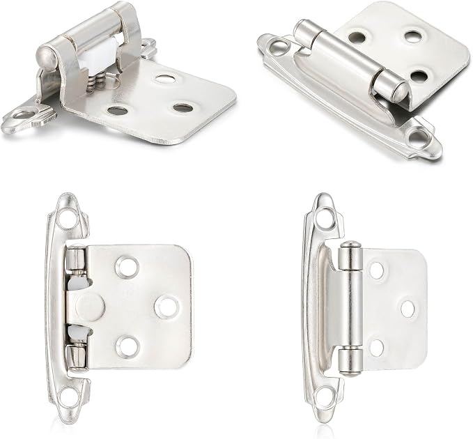 Brushed Nickel Cabinet Hinges, 1/2” Overlay, 4 Pack | - Image 6