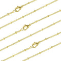 Wholesale 12PCS Gold Plated Solid Brass Satellite Beaded Ball Curb Thin Chain Necklace Bulk for Jewelry Making (16 Inch(1.5mm))