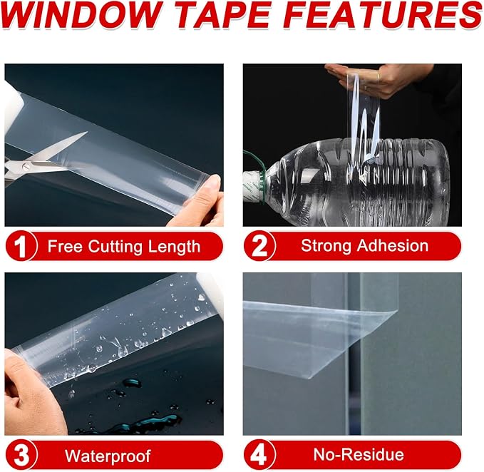 Transparent Window Seal Weather Sealing Tape 2 Inch x 35 Yards Weather - Image 3