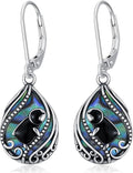 Animal Earrings 925 Sterling Silver Abalone Shell Dangle Drop Earrings Leverback Earrings Cute Animal Jewelry Gifts for Women Girlfriend