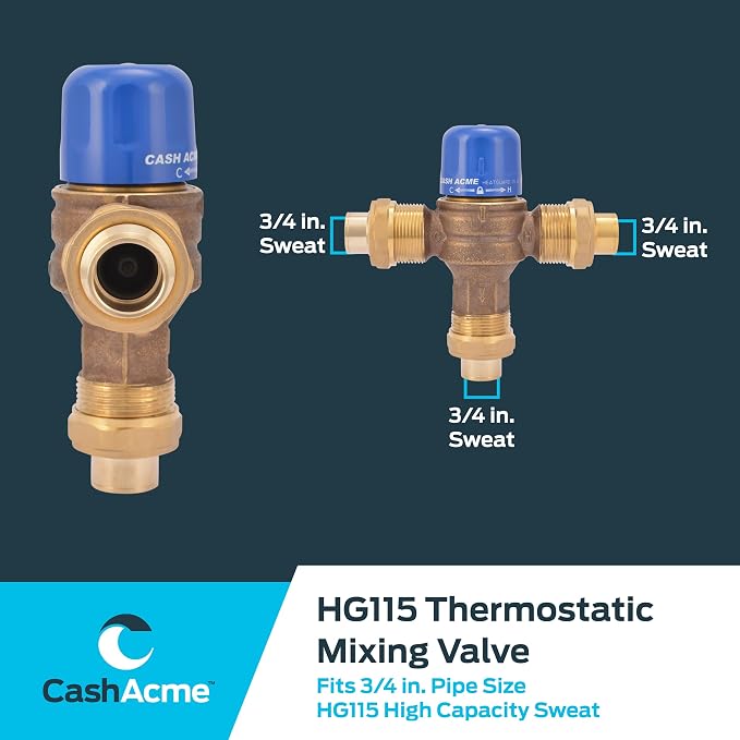 Cash Acme 3/4 Inch HG115 Sweat Thermostatic Mixing Valve - Image 6