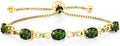 Gem Stone King 7X5MM Oval Cut Gemstone Birthstone and Accent Lab Grown Diamond Tennis Bracelet For Women In 18K Yellow Gold Plated Silver | Adjustable Bolo Bracelet For Women | Easy-On Easy-Off