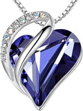 Leafael Valentine's Day Gift Necklaces for Women, Infinity Love Birthstone Heart Crystal Pendant, Birthday Anniversary Jewelry for Wife, Mom, and Her, Silver Plated, 18" + 2" Adjustable Chain