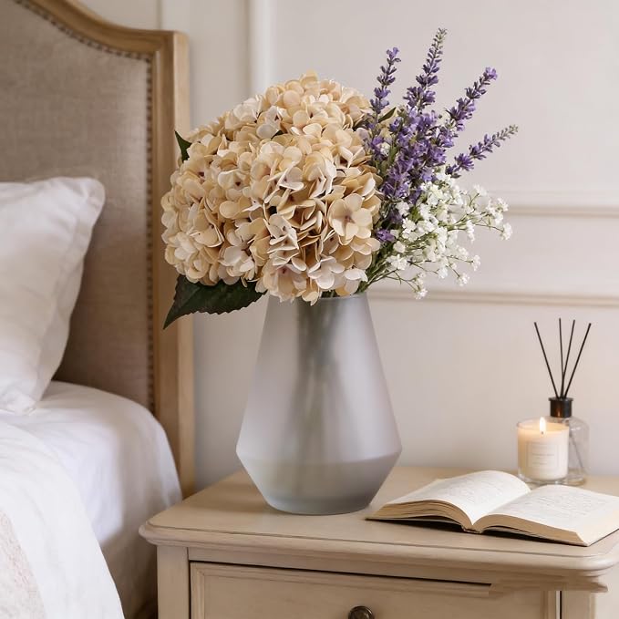 Kimura's Cabin 6pcs Hydrangea Artificiales Flowers Faux Hydrangeas, Cream | - Image 7