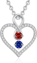 LOUISA SECRET Infinity Double Birthstone Necklace, 925 Sterling Silver Tiny Pendant Heart Necklace for Women Wife Her, Best Jewelry Gift Heart Jewelry Meaningful Gift for Valentine's Day, Christmas, Birthday Anniversary