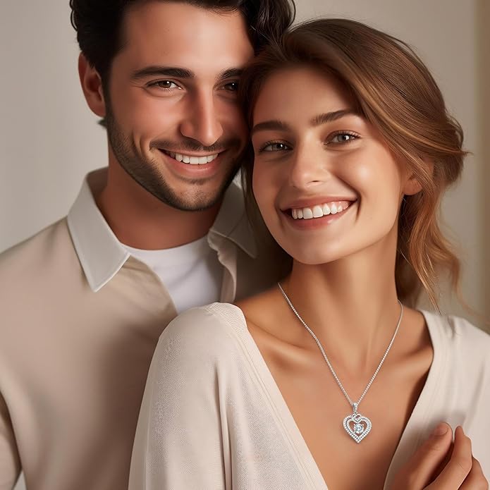 OOBEE Valentines Day Gift Moissanite Heart Necklaces for Women, 1- 4 Carat Moissanite 925 Sterling Silver 14K Gold Plated Pendant Necklace, Ideal Anniversary Birthday Christmas Mothers Day Jewelry Gifts for Mom Wife Her Girlfriend Daughter