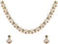 TARINIKA Green and White Cubic Zirconia(CZ) Indian Necklace Set with Earrings, Gold Plated Brass Fashion Indian Jewelry Gift for Women Bollywood Costume Jewellery