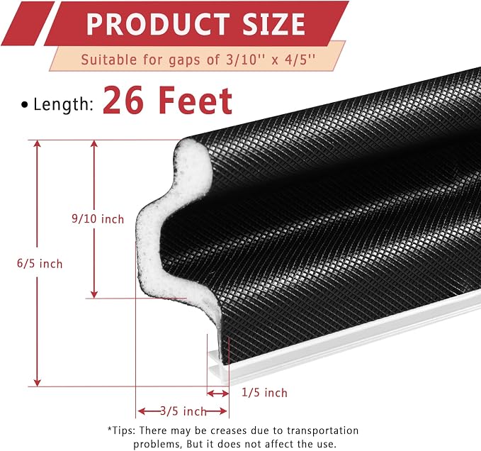 26 Feet Long Reach Weather Stripping Door Seal, V-Shaped Replacement Door Seal - Image 3