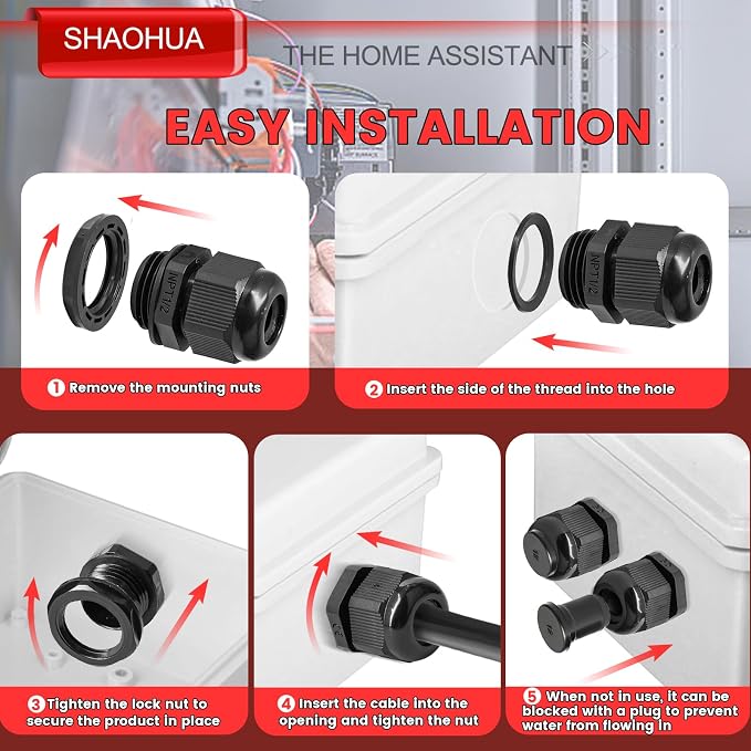 Cable Gland Kits, Strain Relief IP68 Waterproof Nylon Cord Connector - Image 6