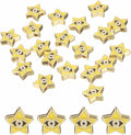 MECCANIXITY 20 Pcs Star Evil Eye Beads Colorful Flat Loose Spacer Evil Eye Charms for DIY Bracelet Earrings Necklace Crafts Jewelry Making, Yellow