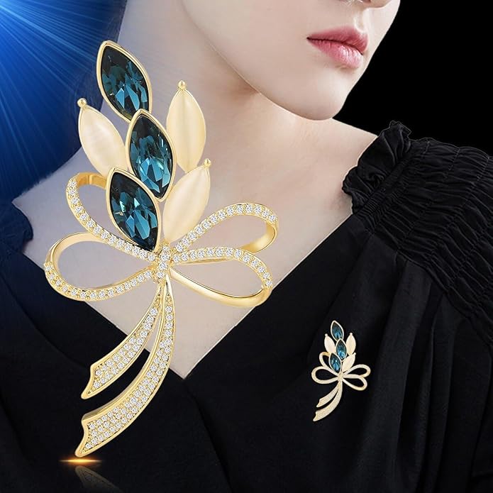 Bow Knot Pin Rhinestone Crystal Pearl Brooch 18k Gold Plated Lapel Pin Birthday Jewelry Gift for Women Men