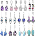 12 Pairs Teardrop Druse Crystal Drop Dangle Earrings for Women Cubic Zirconia Huggie Hoop Earring Jewelry Set Christmas Gifts
