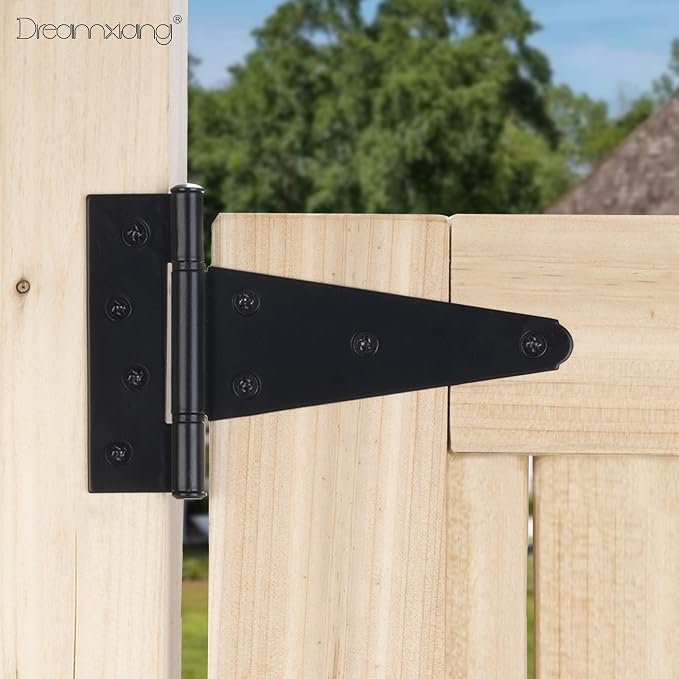 6 Inch T-Strap Gate Hinges, Heavy Duty Shed Barn Door Hinges, Yard Gate - Image 5