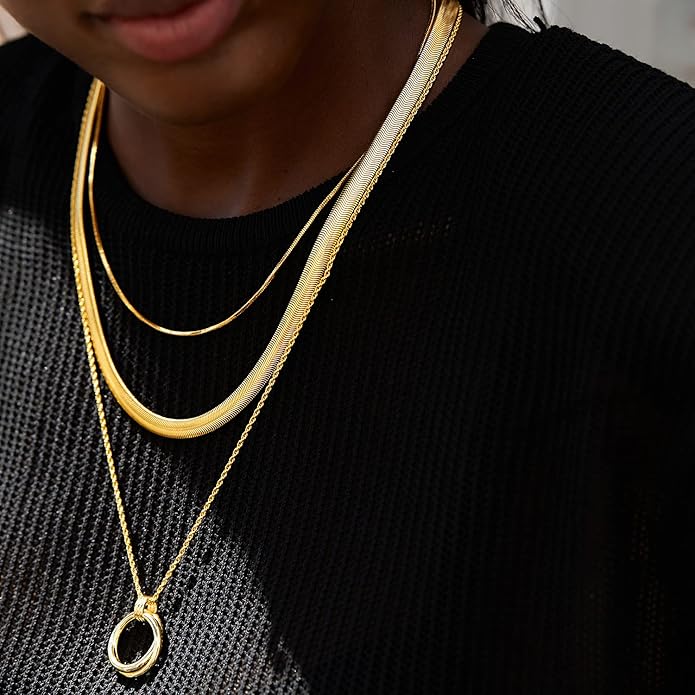 Dainty Layered Choker Necklace 18k gold Plated Y Pendant Commemorative coin Necklace Multilayer Bar Disc Necklace Adjustable Layering Choker Necklaces fashion jewelry for Women Girls