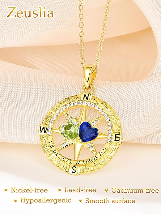 Valentine's Day Gifts for Wife 925 Sterling Silver Double Birthstone Pendant Necklaces I Love You for Always and Forever Necklace Anniversary Birthday Gifts for Wife Girlfriend Mom Her