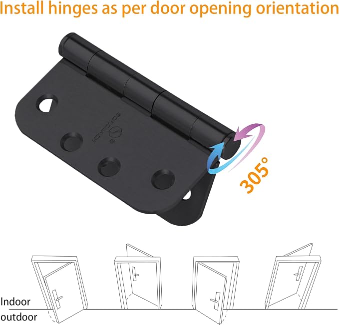 Matte Black Heavy Duty Door Hinge 4 X 4 Inch Ball Bearing Commercial Hinges - Image 6