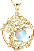 FANCIME Tree of life Birthstone necklace Sterling Silver Pendant Birthstone Necklace Gemstone Anniversary Birthday Jewelry Christmas Gifts for Mom Her Wife