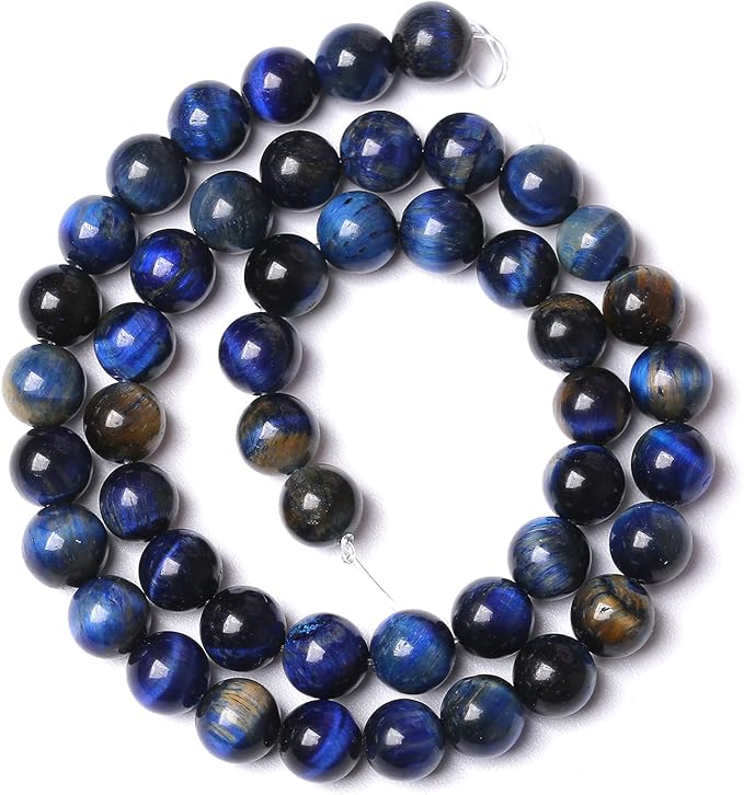 Lapis Lazuli Blue Tiger Eye Beads Natural Stone Round Loose Beads Energy Gemstone Healing Power for Jewelry Making 12mm 32pcs 15"