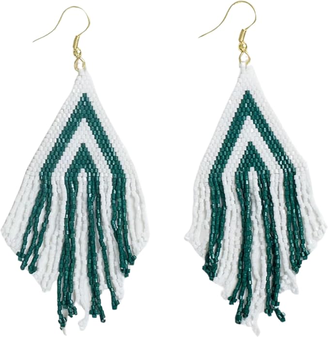 INK+ALLOY Game Day Earrings for Women, Luxe Beaded Fringe Earrings for Football Gameday Outfits, Handmade Jewelry for College Students, Team Gifts, Teachers, Football Moms