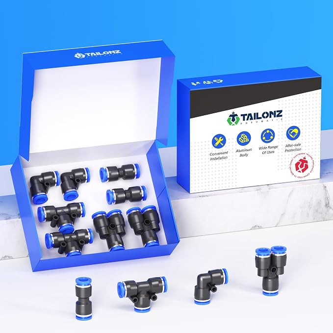 TAILONZ PNEUMATIC 1/4 Inch od Push to Connect Fittings Pneumatic Fittings Kit 2 - Image 7