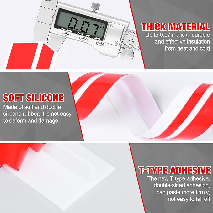 Door Draft Stopper for Side of Door Frame 1.37 in x 20 Ft T-Shaped Silicone - Image 3