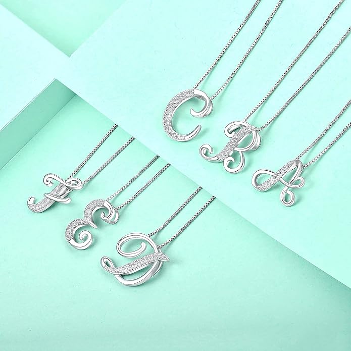 STARCHENIE Initial Necklace for Women 925 Sterling Silver Letter A-Z Pendant 26 Alphabet Jewelry