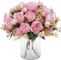 8 Packs Peonies Artificial Flowers, Light Pink Silk Artificial Peonies | Fake by MARTINEMALL